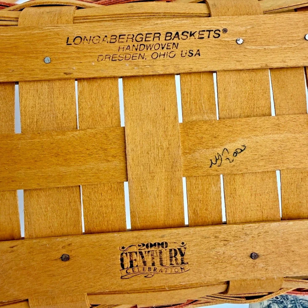 Longaberger 2000 Century Celebration Basket Lid & Protector Handwoven USA 11x7